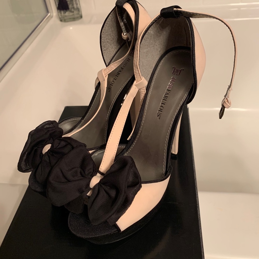 Black and nude platform heels